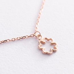 Золотой браслет Клевер на ногу б04791 Оникс 25