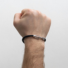 Каучуковый браслет с золотой вставкой б03986 Оникс 21