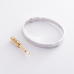 Жесткий браслет Love из белого золота б03336 Оникс