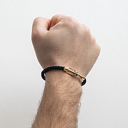 Каучуковый браслет с золотой вставкой б03987 Оникс 21