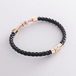 Каучуковый браслет с золотой вставкой б03987 Оникс 21