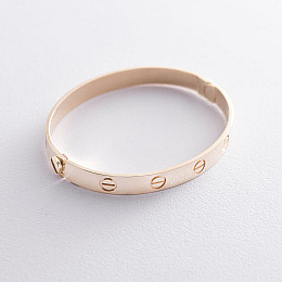 Жесткий браслет Love из желтого золота б04065 Оникс