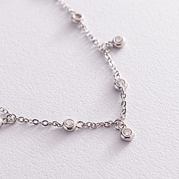 Серебряный браслет с белыми фианитами на ногу 141570 Оникс 28