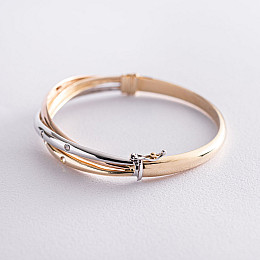 Жесткий браслет из трех цветов золота (фианиты) б04495 Оникс