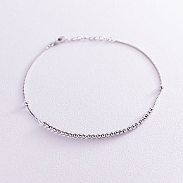 Серебряный браслет Шарики на ногу 141487 Оникс 25.5