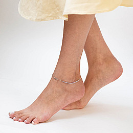 Серебряный браслет Шарики на ногу 141487 Оникс 25.5