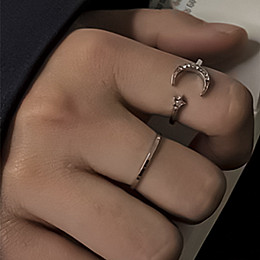 Набір кілець Bioworld Fashion K-POP Місяць із зіркою 2шт Універсальний Сріблястий (13690)