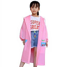 Плащ-дождевик детский Lesko 615 Cherry M (110-116 см) водонепроницаемый с местом под рюкзак Pink