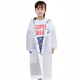 Плащ-дощовик дитячий Lesko 615 Dolphin M (110-116 см) водонепроникний з місцем під рюкзак White