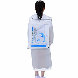 Плащ-дощовик дитячий Lesko 615 Dolphin M водонепроникний з місцем під рюкзак Білий