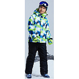 Зимняя лыжная куртка с капюшоном пэчворк DEAR RABBIT MZK02212 4T 108 см Разноцветный