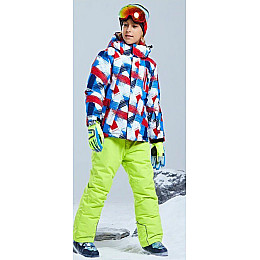 Зимняя лыжная куртка с капюшоном пэчворк DEAR RABBIT MZK02211 4T 108 см Разноцветный