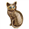 Брошь BROCHE Кошка с зелёными глазами золотистая BRSF110765