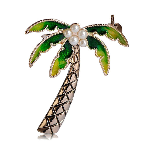 Брошь BROCHE Пальма с кокосами зелёная BRSF110929