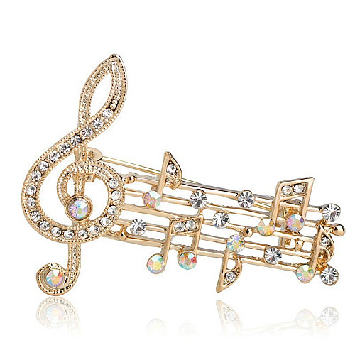 Брош BROCHE Скрипичный ключ Ноты золотистая BRSF110928