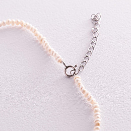 Серебряный браслет Жемчужинки на ногу БЖемч Оникс 27 Жемчуг