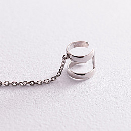 Серебряная серьга - каффа с фианитами 4998 Оникс 1.93 г Белый