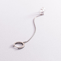 Серебряная серьга - каффа 4999 Оникс 1.62 г Белый