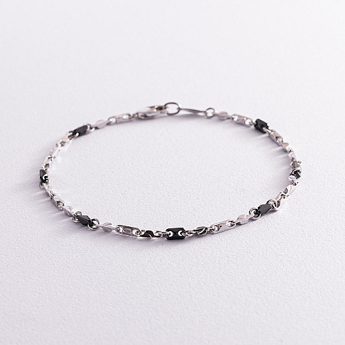 Серебряный мужской браслет ZANCAN ESB167-N Оникс 4.60 г