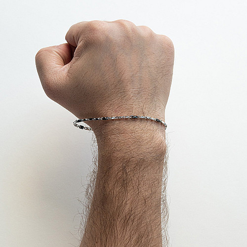 Серебряный мужской браслет ZANCAN ESB167-N Оникс 4.60 г