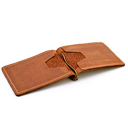 Кожаний затискач для грошей ручної роботи Світло-коричневий RB-hold-001 TARWA 11.5 × 8 × 1