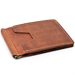 Кожаний затискач для грошей ручної роботи Світло-коричневий RB-hold-001 TARWA 11.5 × 8 × 1