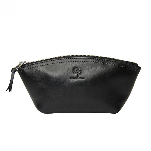 Косметичка Grande Pelle 805610 глянцевая кожа Черная 11 × 24 × 7.5