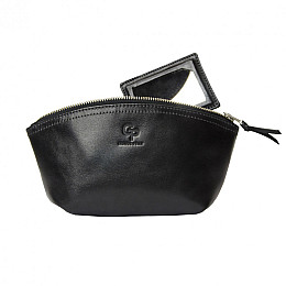 Косметичка Grande Pelle 805610 глянцевая кожа Черная 11 × 24 × 7.5