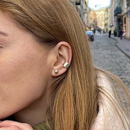 Серебряная серьга - каффа 123192 Оникс 1.10 г