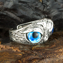 Кольцо Win Сова Регулируемый размер от 1,6 до 1,75 см Стальной + Голубой (26915)