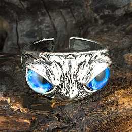 Кольцо Win Сова Регулируемый размер от 1,6 до 1,75 см Стальной + Голубой (26915)