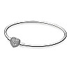 Серебряный браслет-бенгл сердце Pave Pandora 590722CZ