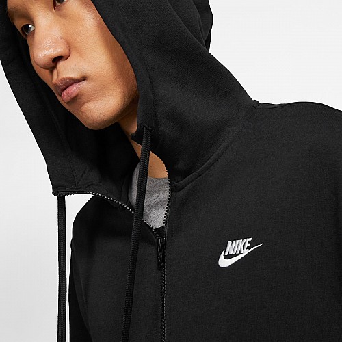 Бомбер чоловічий Nike M Nsw Club Hoodie Fz Ft L Чорний (BV2648-010)