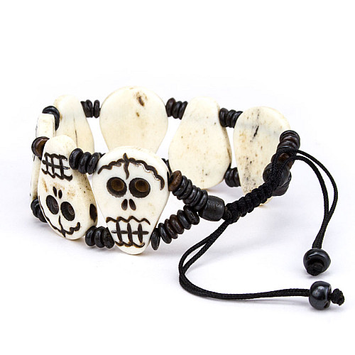Браслет HandiCraft «Черепа» з кістки яка з вузлом (26259)