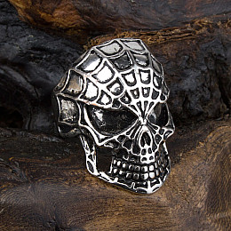 Перстень Win Череп Паутина 18.5 Стальной (27023)