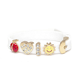 Браслет Biojoux BJB009 Kids Silicon Glitter White 4 GP Charms 15 см Білий