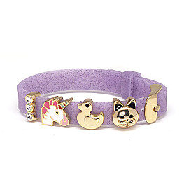 Браслет Biojoux BJB010 Kids Silicon Glitter Dark Violet 4 GP Charms 15 см Фіолетовий
