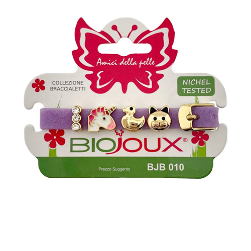 Браслет Biojoux BJB010 Kids Silicon Glitter Dark Violet 4 GP Charms 15 см Фиолетовый