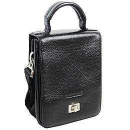 Вертикальная мужская кожаная барсетка сумка Giorgio Ferretti Черный (EF172 black)