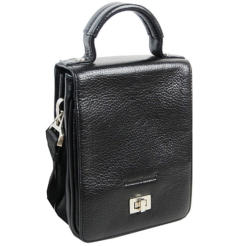 Вертикальная мужская кожаная барсетка сумка Giorgio Ferretti Черный (EF172 black)