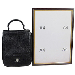 Вертикальная мужская кожаная барсетка сумка Giorgio Ferretti Черный (EF172 black)