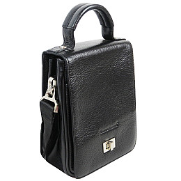 Вертикальная мужская кожаная барсетка сумка Giorgio Ferretti Черный (EF172 black)