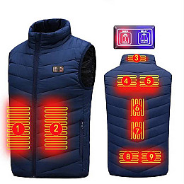 Жилетка з підігрівом від повербанка Lesko USB M01-9S S Blue 9 зон підігріву