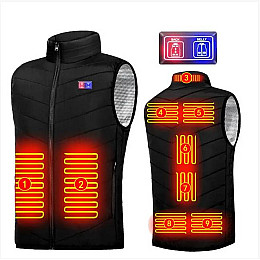 Жилетка з підігрівом від повербанка Lesko USB M01-9S S Black 9 зон підігріву