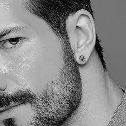 Серебряные серьги - пусеты Герб України - Тризуб. Слава Україні Героям Слава 123288 Оникс