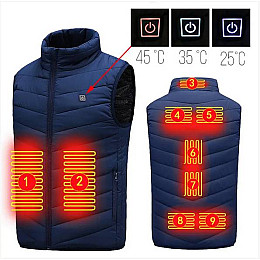 Жилетка с подогревом от повербанка USB Lesko M01-9 Blue S