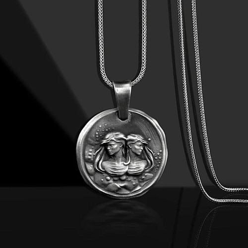 Серебряный кулон Знак зодиака Близнецы 133221близнюки Оникс