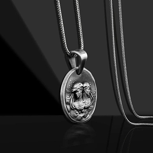 Серебряный кулон Знак зодиака Близнецы 133221близнюки Оникс