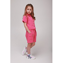 Костюм для девочки (рубашка+шорты) Cemix 4222-2 140 см Малиновый (2000989429098)