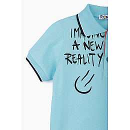 Поло однотонне для хлопчика Popito 9280 122 см Блакитний (2000989462545)